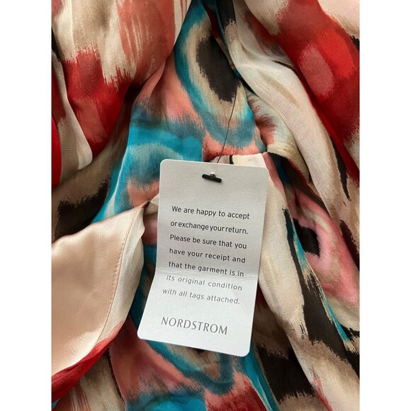 Laundry By Shelli Segal Colorful Abstract Print Wrap Dress Size 12 With Long She - Picture 7 of 13